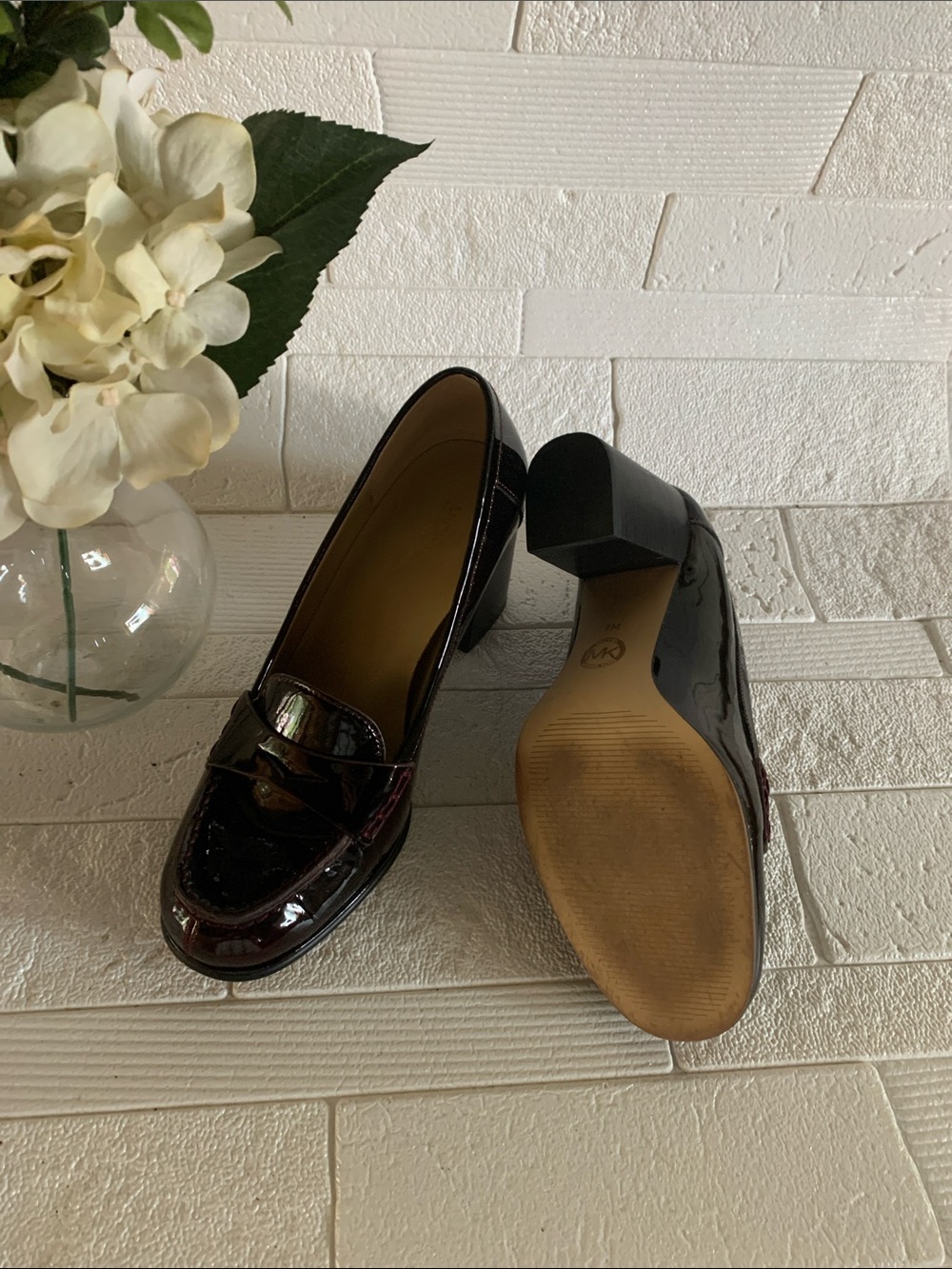 Michael Kors Patent Loafers in Deep Burgundy